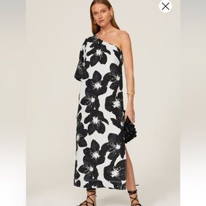 Something Navy floral one shoulder dress